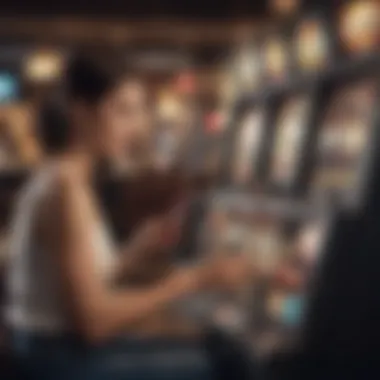 Illustration of a player engaging with a free slot machine application