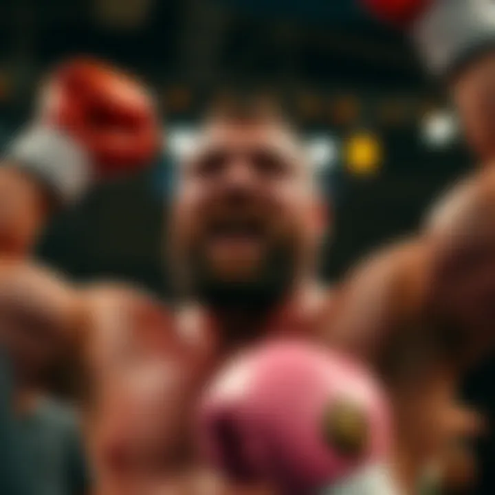 A close-up of Tyson Fury celebrating a victory