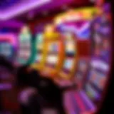 A vibrant slot machine display at Buffalo Wild Vegas