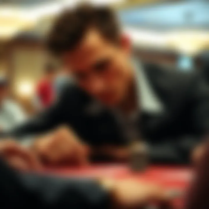 Close-up of a player making an important decision at the table