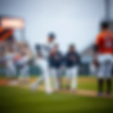 Intense Matchup on the Field Dodgers and Astros players on the field during a tense moment