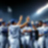 Celebration of the Los Angeles Dodgers Los Angeles Dodgers team celebrating a victory