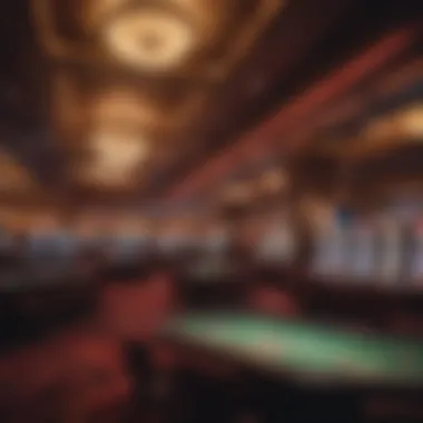 Interior of a bustling Detroit casino featuring gaming tables and vibrant decor