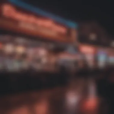 Nightlife scene outside a Detroit casino with lights and entertainment