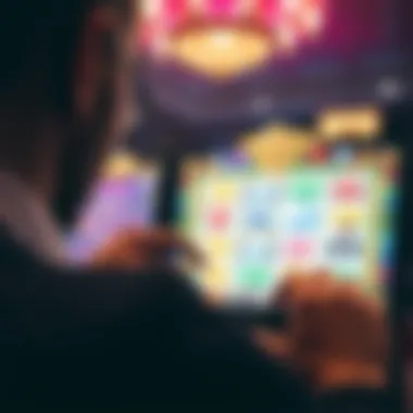 Exploring EGT Game Interface Player examining EGT slot game interface on a device