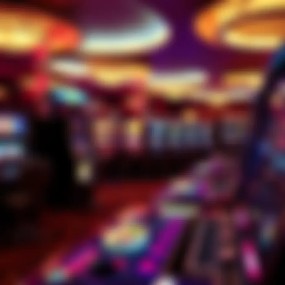A vibrant casino gaming floor showcasing a variety of slot machines and table games.