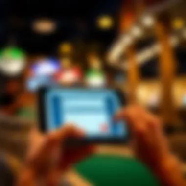 User Engaging with Survey Application A user interacting with a survey app on a tablet device