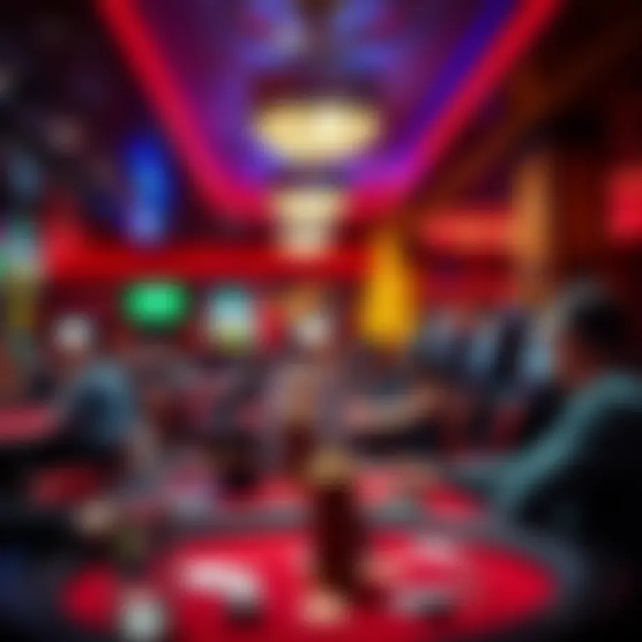A vibrant depiction of a lively social casino environment