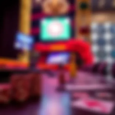 A vibrant casino-themed decoration setup