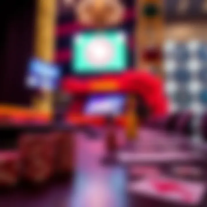 A vibrant casino-themed decoration setup