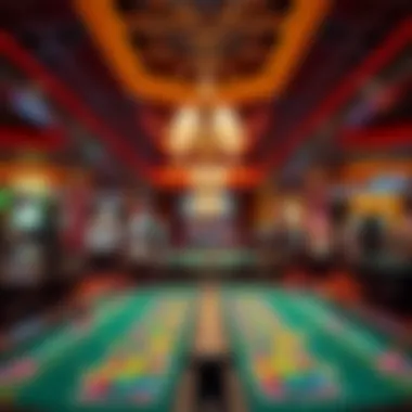 Casino Floor View Interior view of a vibrant casino floor with gaming tables