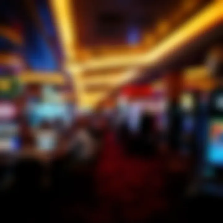 Interior of a casino with vibrant gaming floors and patrons enjoying various games