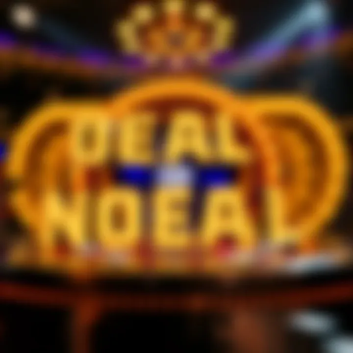 Excitement of the Deal or No Deal Game An engaging visual representation of the Deal or No Deal game with a backdrop of excitement