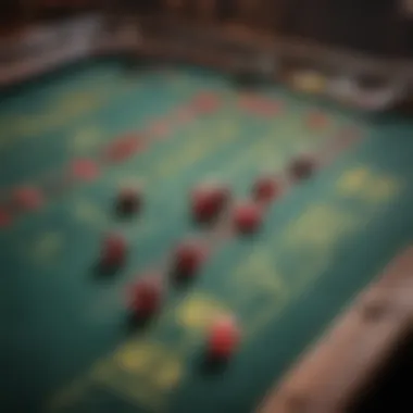 Close-up of a craps betting layout