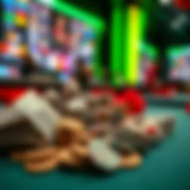 Cash prizes and bingo tokens on a table