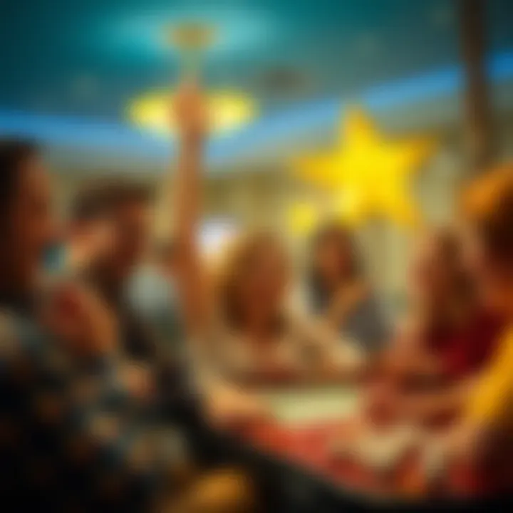 A group of enthusiastic players engaging in online bingo, celebrating their wins