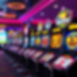 Colorful display of various slot game themes