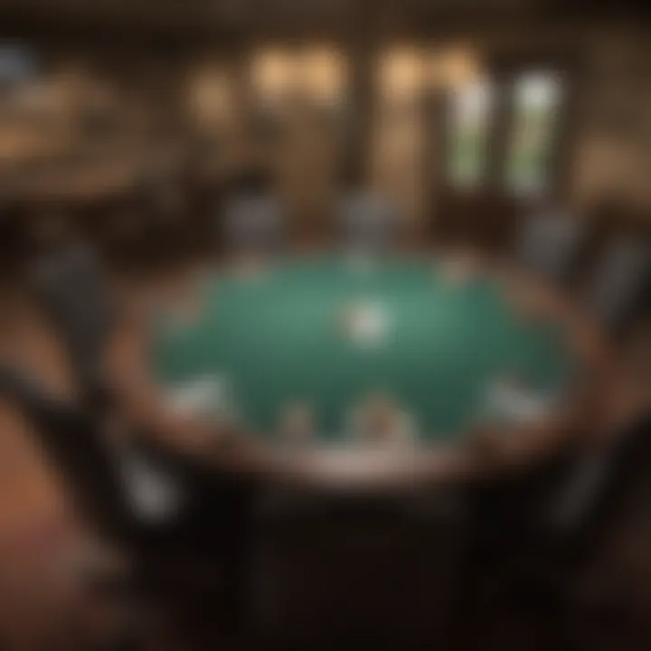 A virtual poker table set up for Texas Hold'em gameplay.