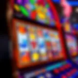 Colorful slot machine interface showcasing various symbols