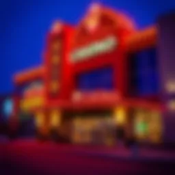The exterior view of a popular casino in Erie, PA, showcasing its vibrant architecture and welcoming atmosphere.