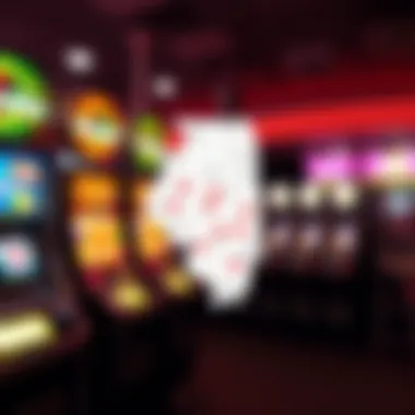 Illinois Map of Slot Machines Illustration of Illinois state map highlighting gas stations with slot machines