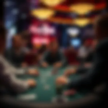 Engaged Players in Strategic Poker Gameplay Players engaged in strategic gameplay at a poker table