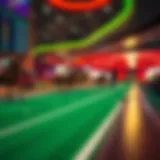 A close-up illustration of a horse racing track at a casino