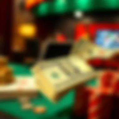 Illustration of cash being withdrawn from an online casino account