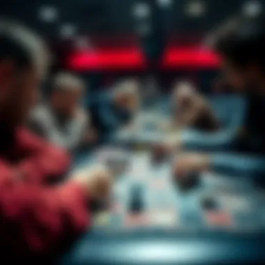 A strategic board game session where players are focused on their moves.