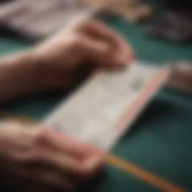 A close-up of a betting ticket being placed on a counter