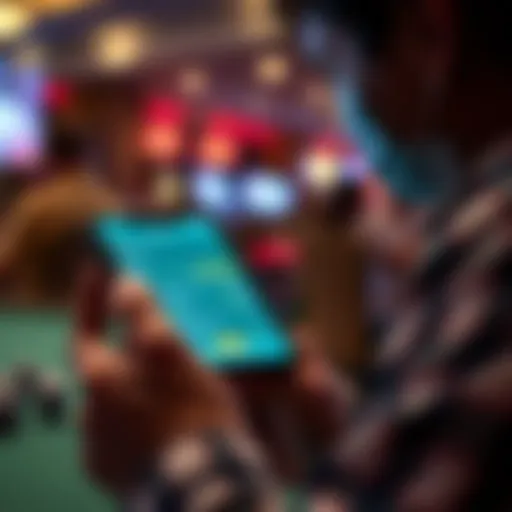 User engaging with a sports betting app interface on a mobile device