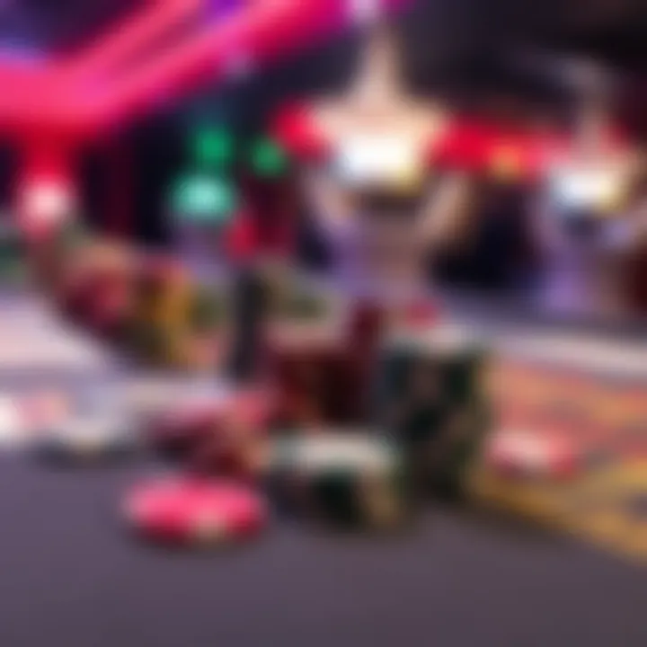 Casino Gaming Table with Chips Close-up of casino gaming table with chips and cards