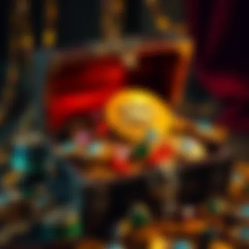 The Allure of Treasure in Pirate Slots A treasure chest overflowing with gold coins and jewels, symbolizing the allure of pirate slot games.