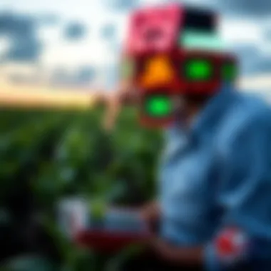 An agricultural landscape juxtaposed with gaming elements