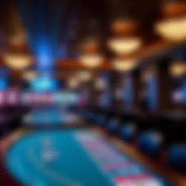 Interior of a luxurious casino showcasing gaming tables