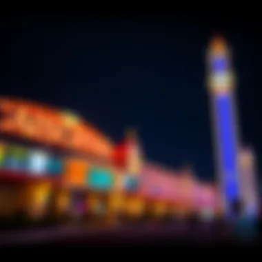 Illuminated Exterior of Wisconsin's Largest Casino at Night Exterior shot of the casino illuminated at night, attracting visitors