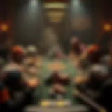 A strategic poker table setup with NFL memorabilia