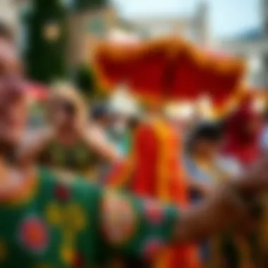 A diverse community engaging in cultural festivities