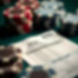 Intricate design of a betting slip and poker chips