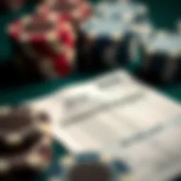 Intricate design of a betting slip and poker chips