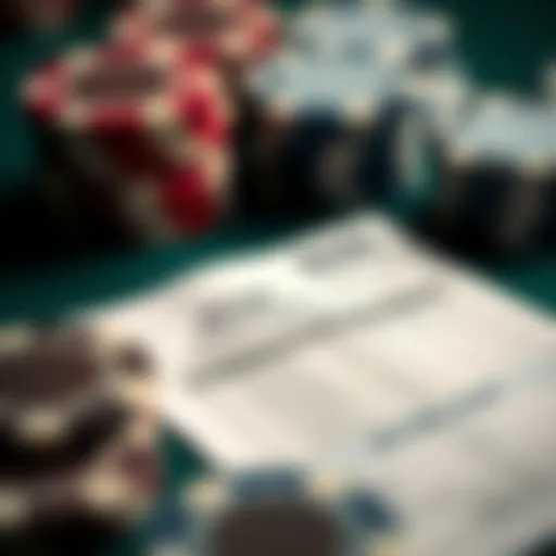 Intricate design of a betting slip and poker chips