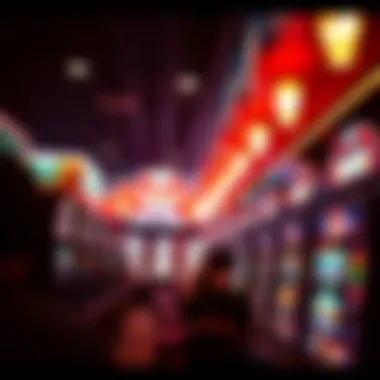 Modern Arcade Atmosphere: Engaging Environment An interior view of a modern slot machine arcade bustling with activity.