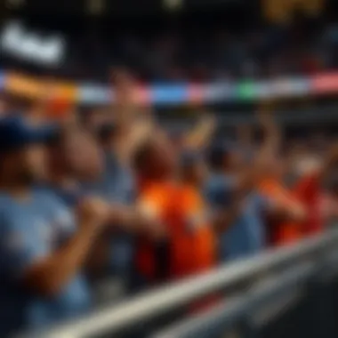 Excitement Among Fans Fans cheering for the Dodgers and Astros during a game