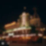 The iconic facade of Harrah's New Orleans at night, illuminated