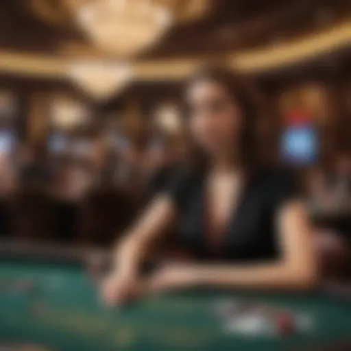 Luxurious casino environment with high stakes tables