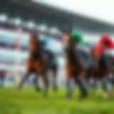 Thoroughbred horse racing on a vibrant track