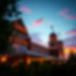 Exterior view of Kewadin Casino under a vibrant sunset