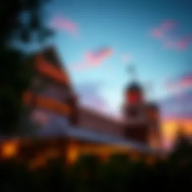 Exterior view of Kewadin Casino under a vibrant sunset