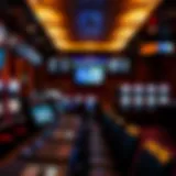 Interior view of Mohegan Sun sportsbook showcasing betting terminals