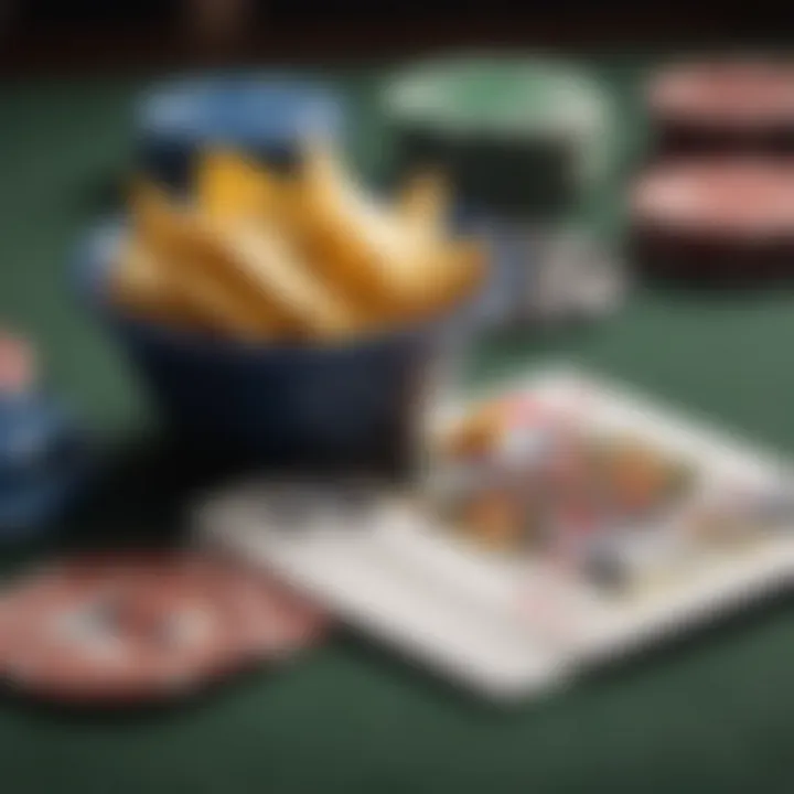 Close-up of chips and cards in play